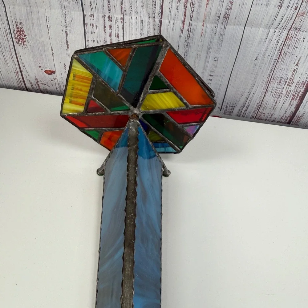 Stained Glass Kaleidoscope Handmade Multicolor Geometric Design